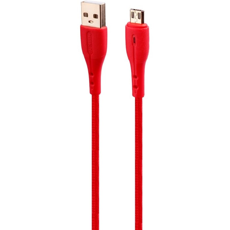 کابل میکرو USB فست شارژ HISKA مدل LX-832 با شدت جریان 5 آمپر و طول 1 متر - رنگ مشکی و قرمز و سفید افلاح نت