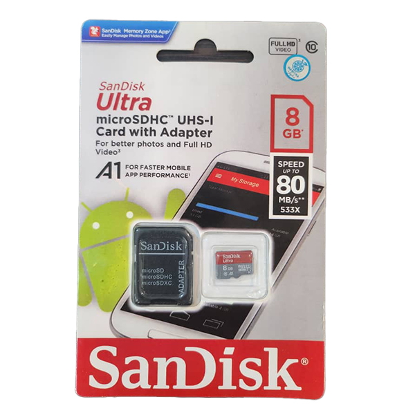 کارت حافظه SanDisk Ultra 8GB با سرعت بالا و فناوری کلاس10 ا فلاح نت
