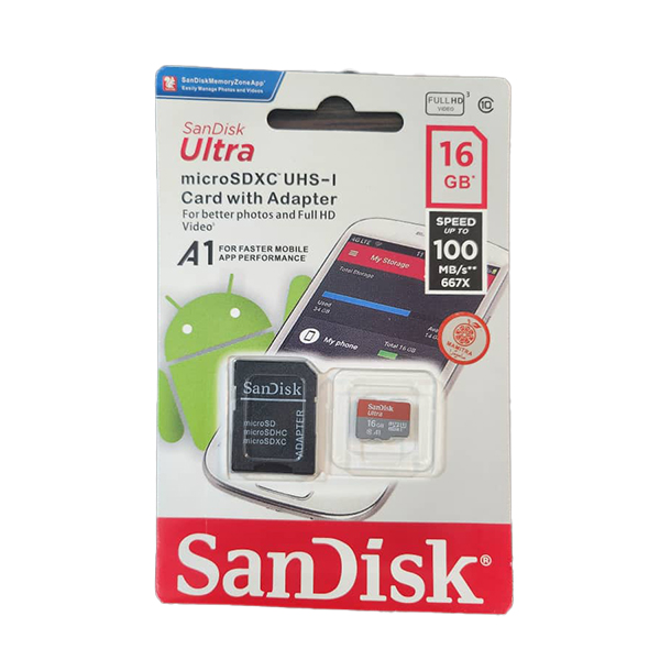 کارت حافظه 16 گیگابایت SanDisk Ultra با سرعت انتقال بالا و استانداردClass 10 ا فلاح نت