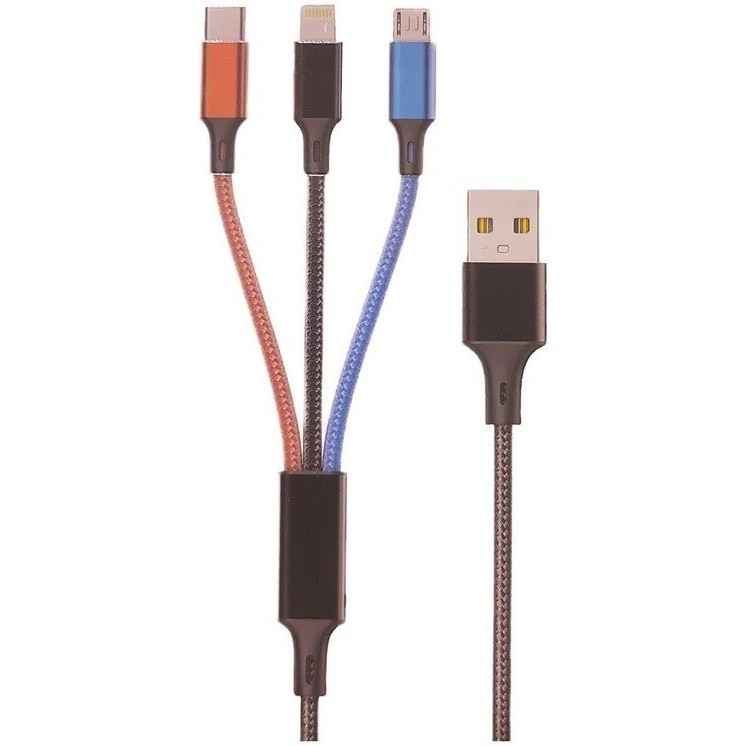 کابل تبدیل USB به لایتنینگ، USB-C و MicroUSB بیبوشی مدل A05 طول 1 متر ا فلاح نت