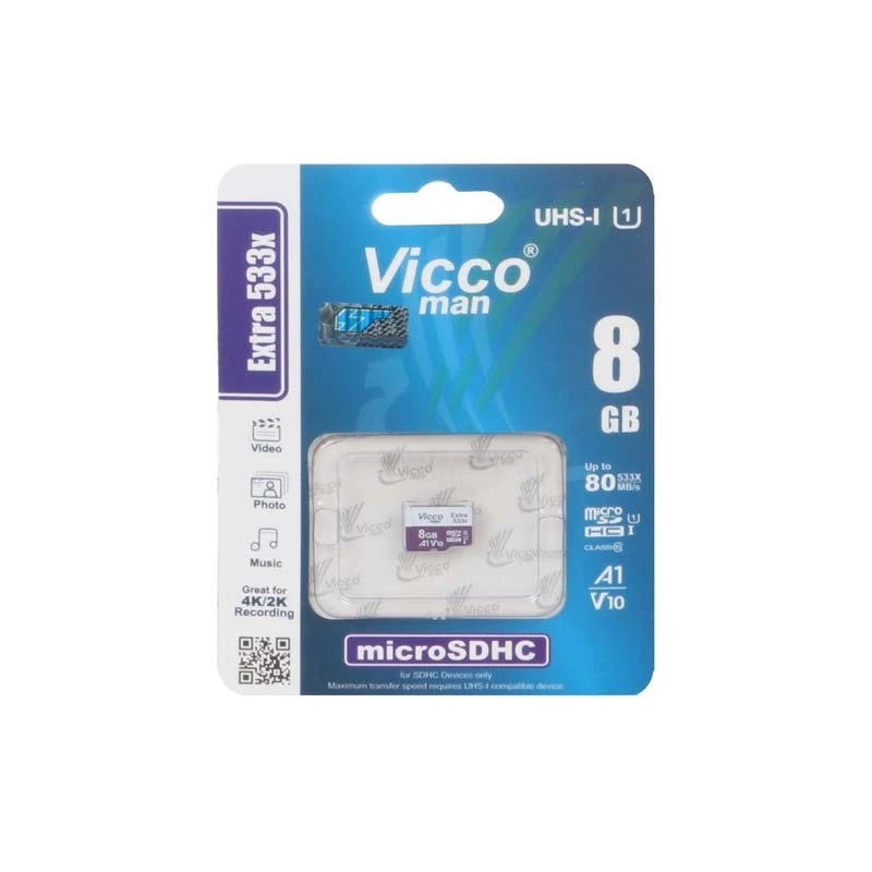 کارت حافظه microSDHC ویکومن مدل EXTRA 533X ظرفیت 8 گیگابایت – سرعت بالا و کارایی عالی برای دستگاه‌های دیجیتال ا فلاح نت