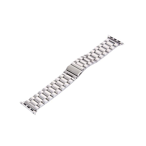 بند استیل نقره ای طرح رولکسی سه‌بید ویژه اپل واچ 42/44/45/49 میلی‌متر ا فلاح نت