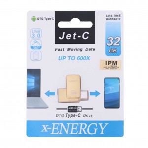 فلش مموری X-ENERGY Jet-C با ظرفیت 32 گیگابایت، OTG و پورت Type-C، USB 3.0 ا فلاح نت