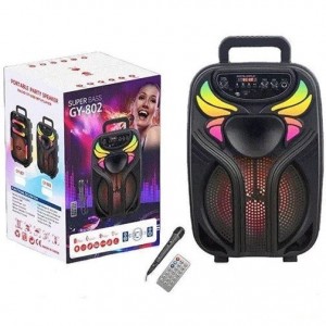 اسپیکر استوک پرتابل GY-802 با بلوتوث، نورپردازی RGB و ورودی‌های چندگانه - مناسب برای مهمانی‌ها و کارائوکه  ا فلاح نت