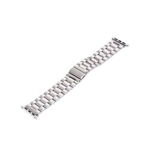 بند استیل نقره ای طرح رولکسی سه‌بید ویژه اپل واچ 42/44/45/49 میلی‌متر ا فلاح نت
