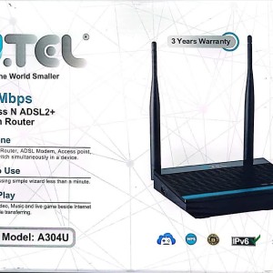 مودم روتر بی‌سیم یوتل مدل A304U با پورتUSB ،  مناسب برای خانه و محل کار- استوک ا فلاح نت