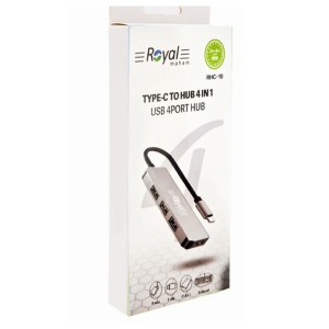 هاب ۴ پورت رویال مدل RHC-10 | تبدیل Type-C به USB 3.0 با سرعت بالا و طراحی جمع‌وجور ا فلاح نت