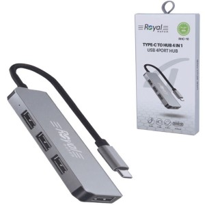 هاب ۴ پورت رویال مدل RHC-10 | تبدیل Type-C به USB 3.0 با سرعت بالا و طراحی جمع‌وجور ا فلاح نت
