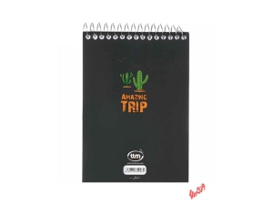 دفترچه یادداشت سیمی 80 برگ کلیپس طرح Amazing Trip