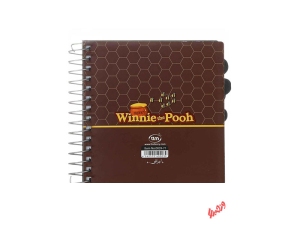 دفترچه یادداشت سیمی 120 برگ کلیپس طرح Pooh جلد چوبی