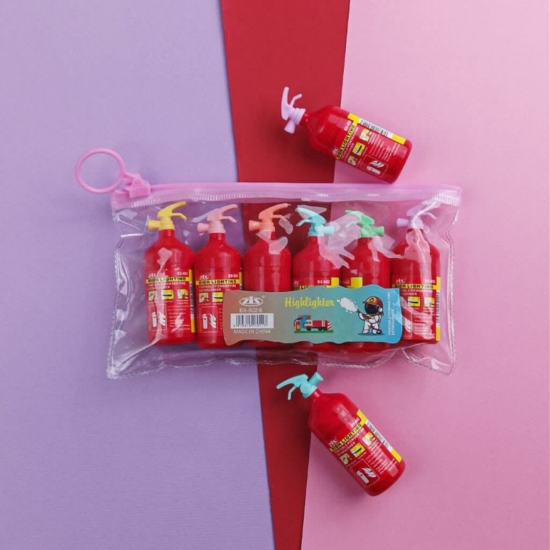 هایلایتر طرح کپسول آتش نشانی بسته ۶ عددی