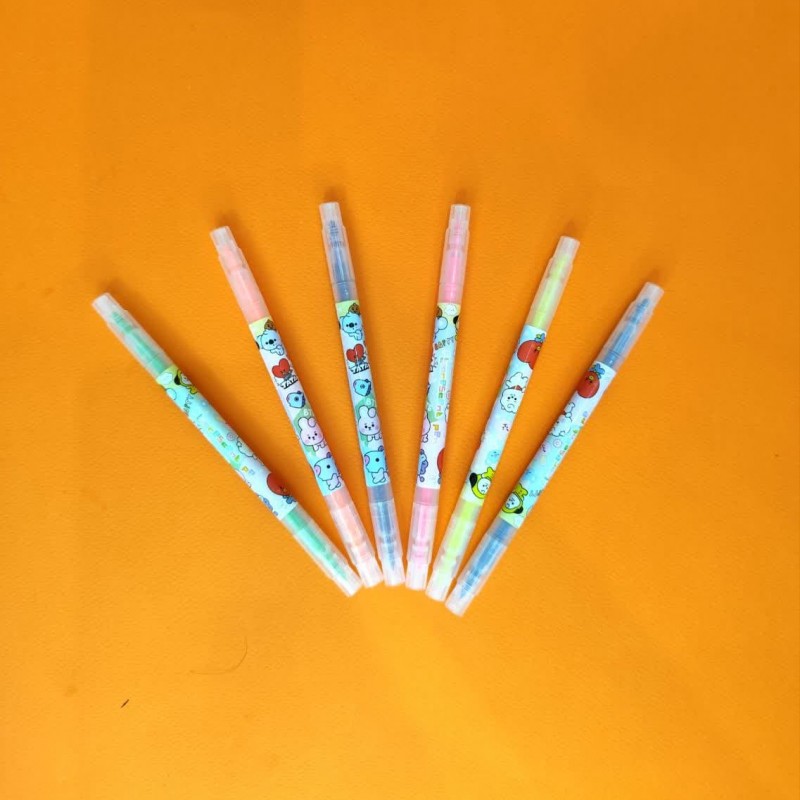 هایلایتر دو سر مربعی بسته 6 عددی