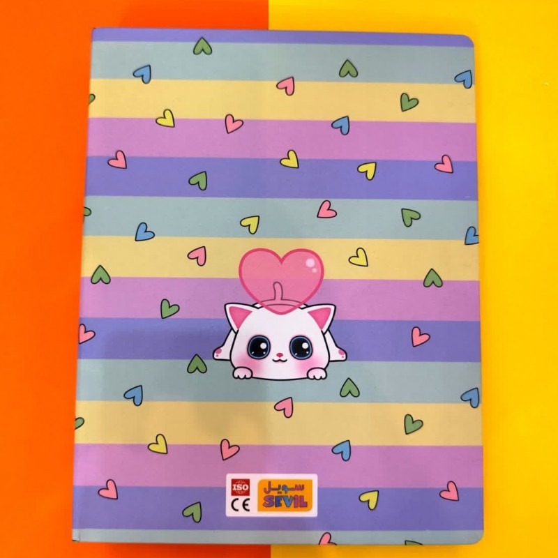 کلاسور فانتزی سویل ۲۶ حلقه به همراه برگه طرح قلب و گربه