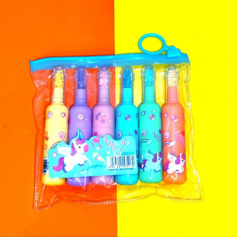 هایلایتر فانتزی طرح یونیکورن بسته 6 عددی