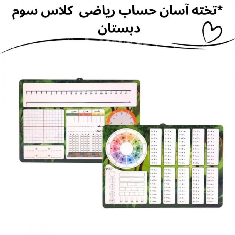 تخته وایت برد آسان حساب ریاضی‌  ویژه سوم دبستان