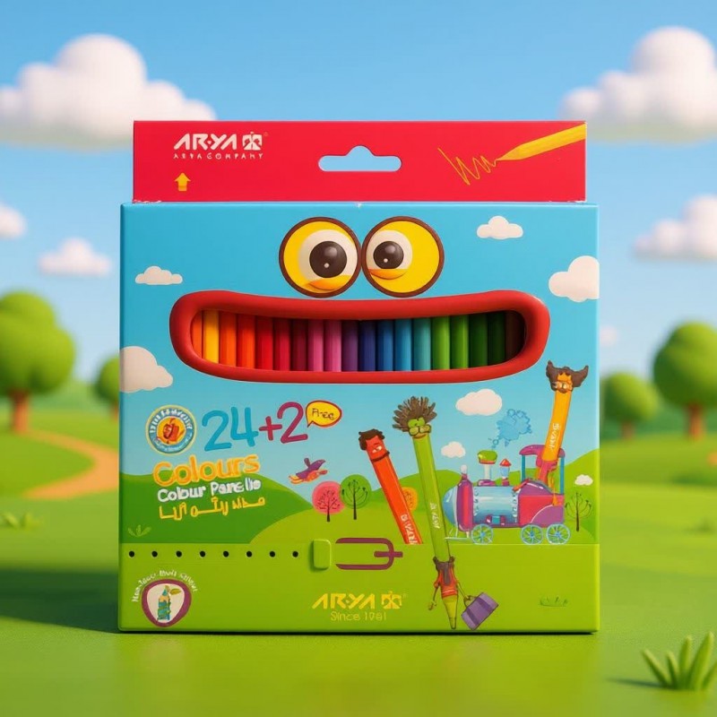 مداد رنگی 24+2 رنگی آریا