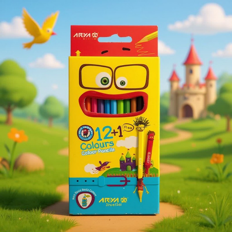 مداد رنگی 12 رنگ مقوایی آریا