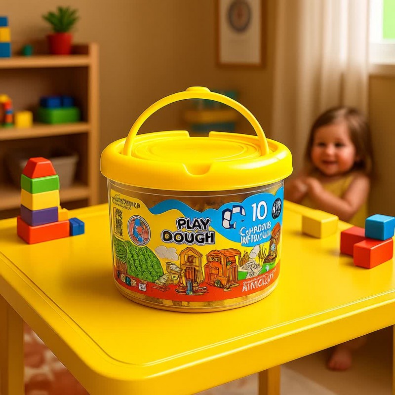 خمیر بازی سطلی آریا 10 رنگ  همراه با ابزار و DVD آموزشی