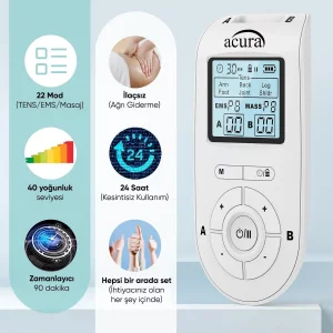دستگاه تنس آکورا AC-933 PRO، دو کاناله + 22 برنامه