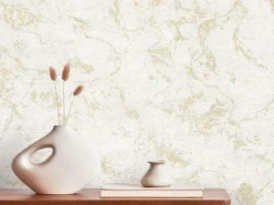 کاغذ دیواری هاش دو او H2O طرح رگهدار کرم / کد 919C