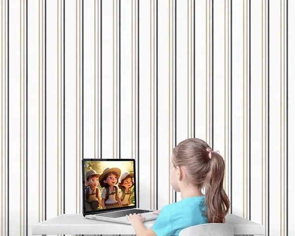 کاغذ دیواری کودک طرح راه‌راه | سفید کد 12112