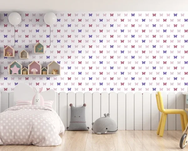 کاغذ دیواری کودک طرح پروانه‌ای | چند رنگ کد 12100