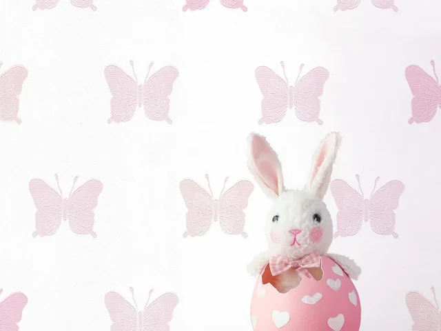 کاغذ دیواری کودک طرح پروانه‌ای | صورتی کد 12097