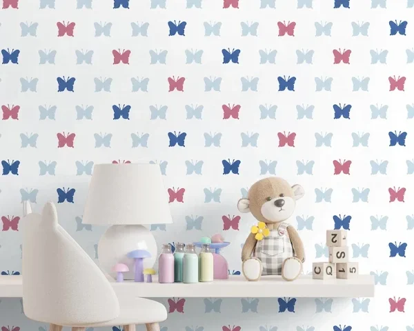 کاغذ دیواری کودک طرح پروانه‌ای رنگی کد 12091