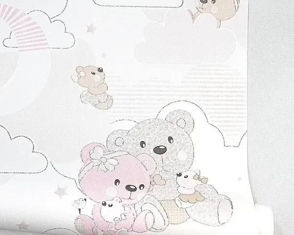 کاغذ دیواری کودک طرح خرس‌های عروسکی | چند رنگ کد 12085