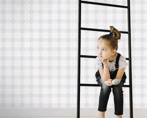 کاغذ دیواری کودک طرح چهارخونه | بنفش / یاسی کد 12083