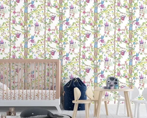 کاغذ دیواری کودک طرح جنگل پریان | چند رنگ کد 12053