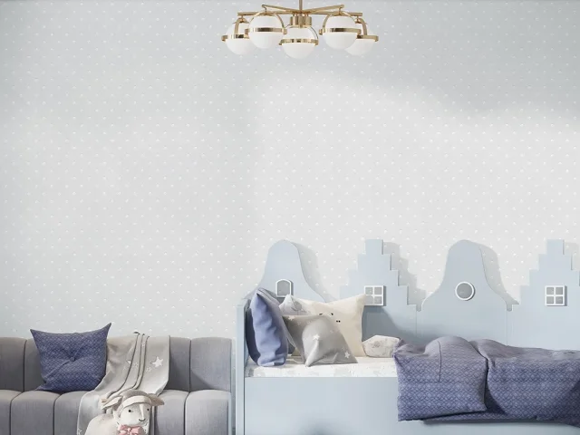 کاغذ دیواری کودک طرح نقطه‌چین | طوسی کد 12044