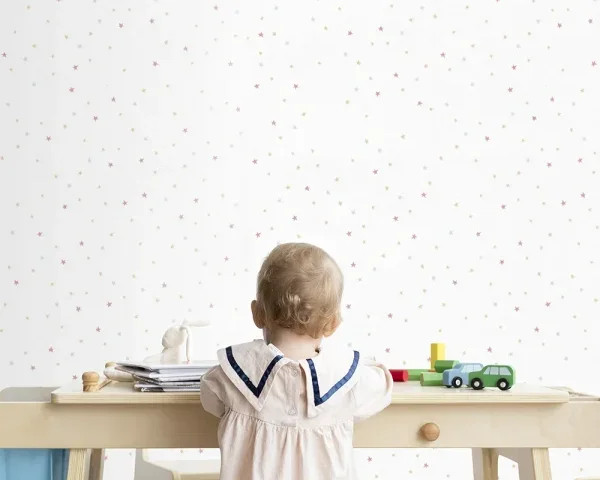 کاغذ دیواری کودک طرح ستاره باران | سفید کد 12027