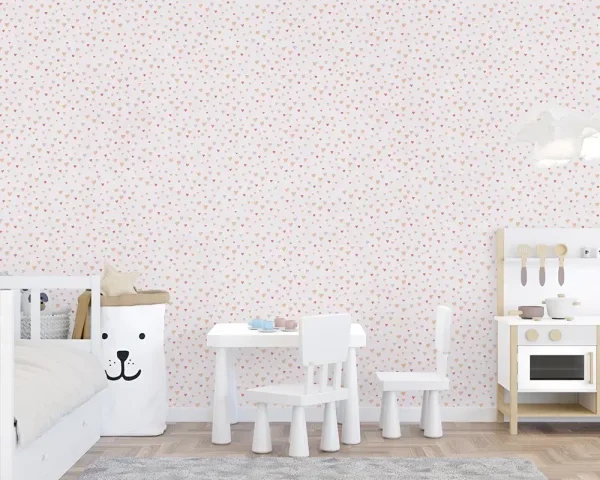 کاغذ دیواری کودک طرح قلبی | صورتی کد 12024