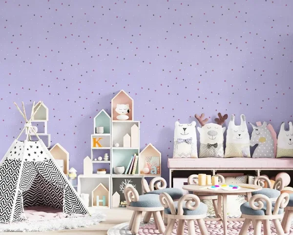 کاغذ دیواری کودک طرح ستاره باران | بنفش کد 12019