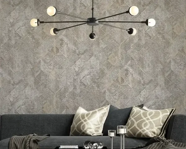 کاغذ دیواری طرح هندسی / پتینه نقره‌ای کد ۱۱۰۲۸