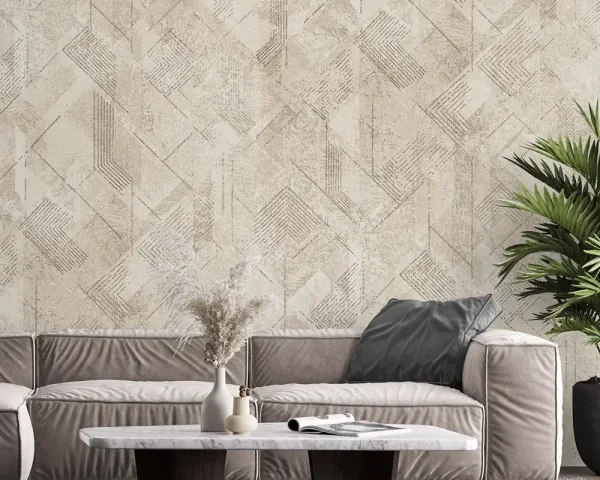 کاغذ دیواری طرح هندسی / پتینه کرم کد ۱۱۰۳۰