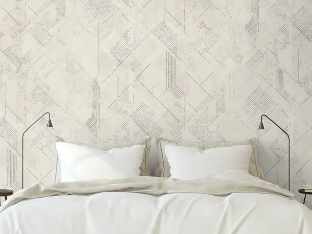 کاغذ دیواری طرح هندسی / پتینه سفید کد ۱۱۰۳۴