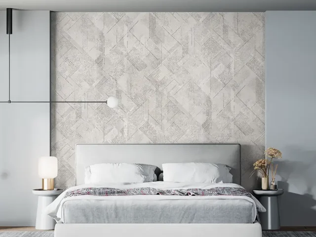 کاغذ دیواری طرح هندسی / پتینه نقره‌ای کد ۱۱۰۳۶