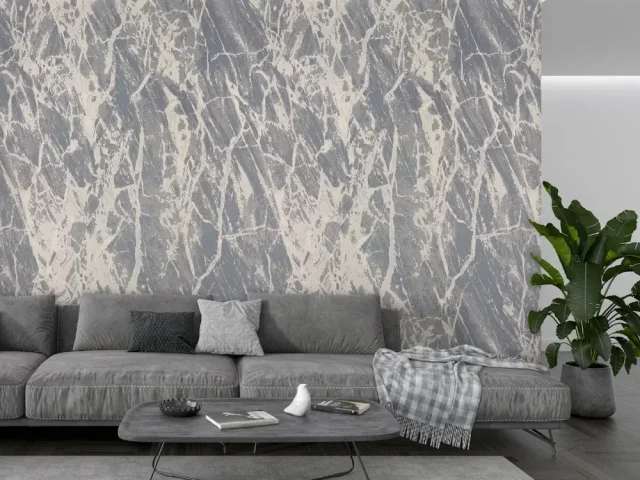 کاغذ دیواری طرح رگه‌دار آبی / خاکستری کد ۱۱۰۸۲