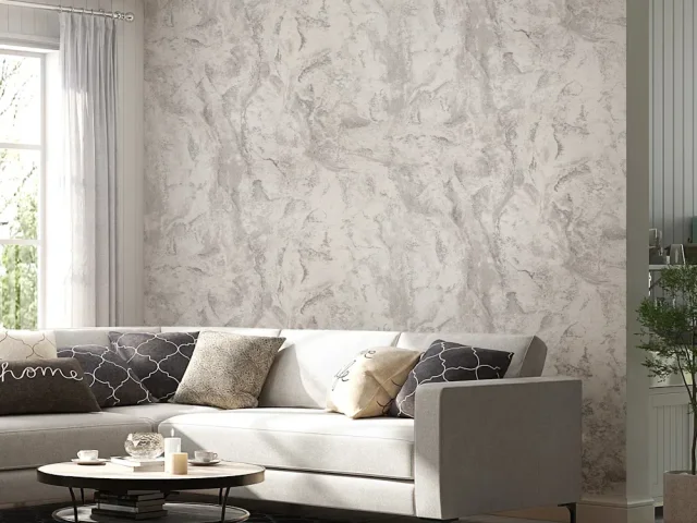 کاغذ دیواری طرح انتزاعی سفید / نقره‌ای کد ۱۱۰۹۰