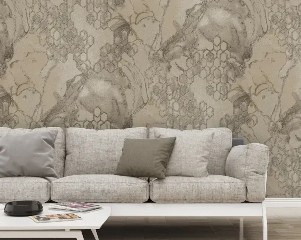 کاغذ دیواری طرح هندسی نقره‌ای کد ۱۱۰۹۸