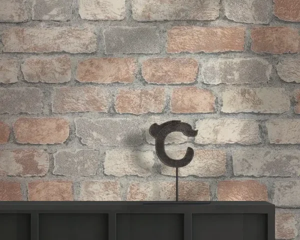 کاغذ دیواری طرح آجر نقره‌ای / نارنجی کد ۱۱۱۰۸