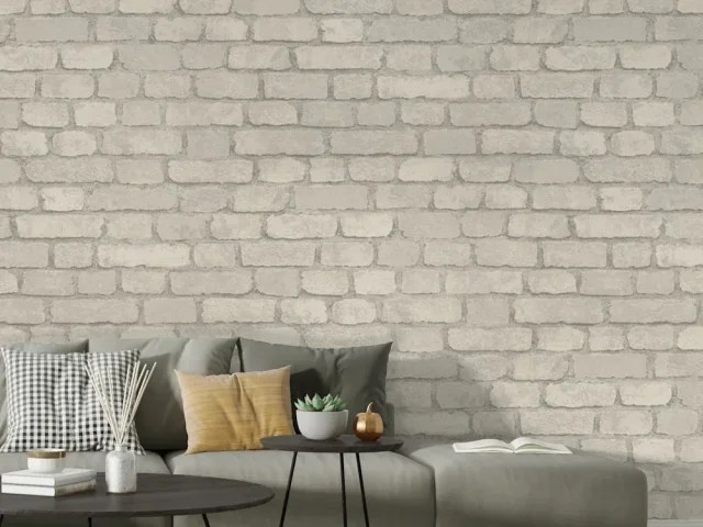 کاغذ دیواری طرح آجر نقره‌ای کد ۱۱۱۱۶