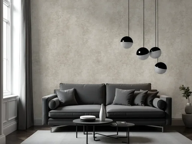 کاغذ دیواری طرح پتینه نقره‌ای کد ۱۱۱۱۷