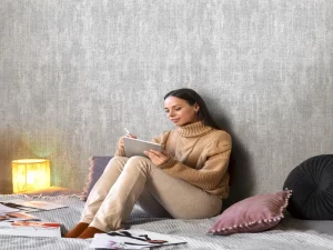 کاغذ دیواری کربن2/ carbon2 طرح پتینه خاکستری کد ۱۰۱۳۴