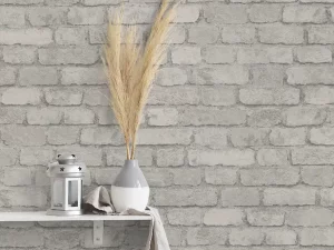 کاغذ دیواری طرح آجر نقره‌ای کد ۱۱۱۱۸