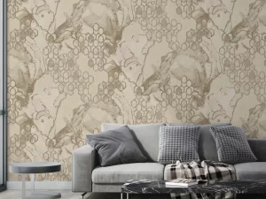 کاغذ دیواری طرح هندسی کرم / طلایی کد ۱۱۱۰۰