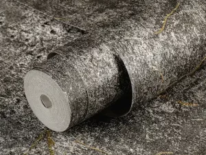 کاغذ دیواری طرح رگه‌دار خاکستری / طلایی کد ۱۱۰۸۳