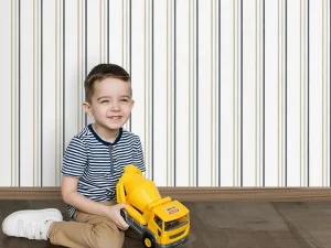 کاغذ دیواری کودک طرح راه‌راه | سبز کد pampoo album  12120